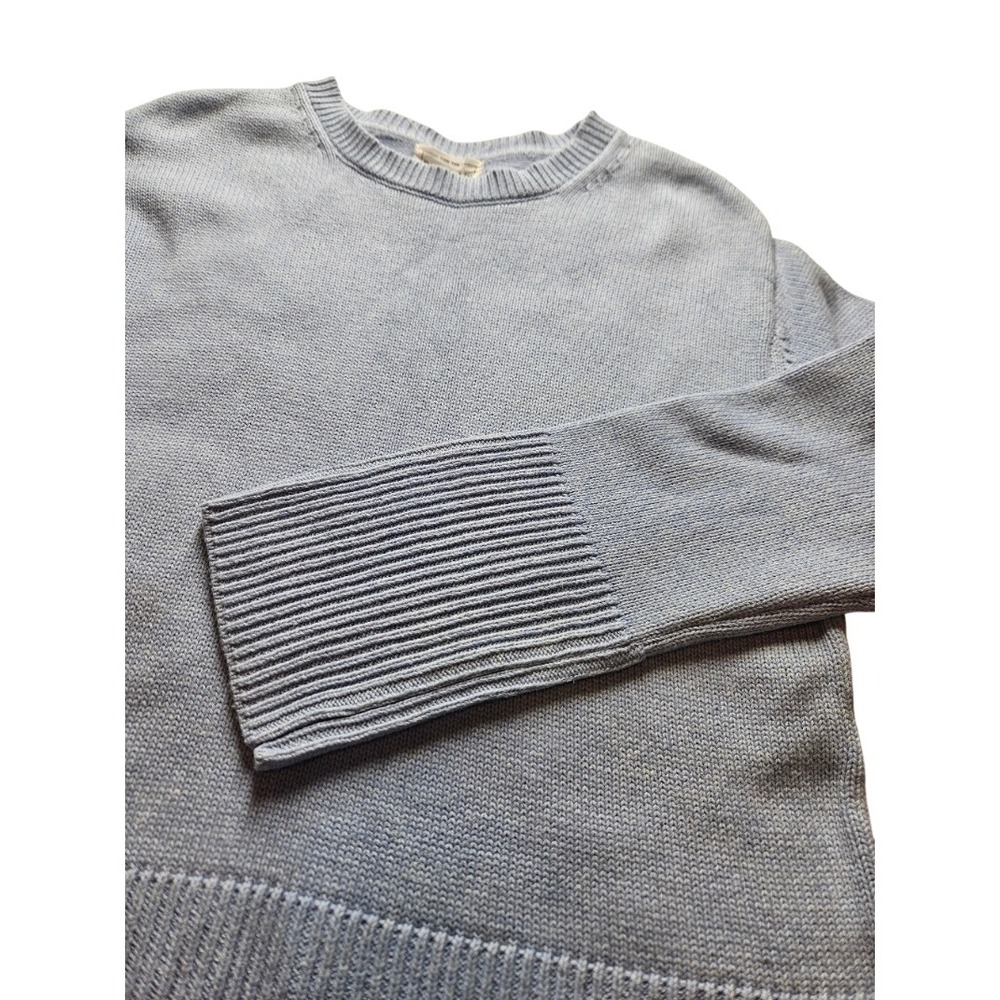 Womens Blue 100% Cotton Ribbed Cuff Crew Neck Sweater Medium For the Republic